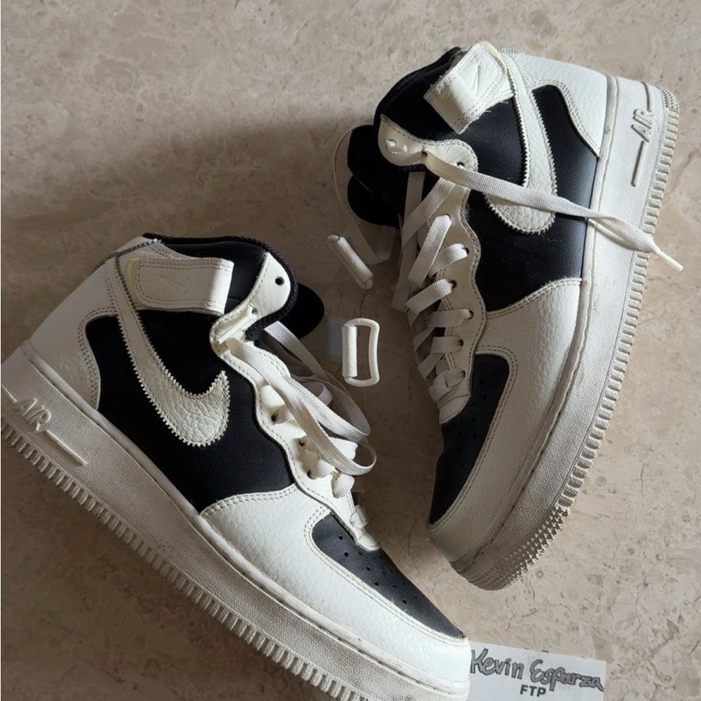Nike Air Force Black and Cream High-Top Sneakers